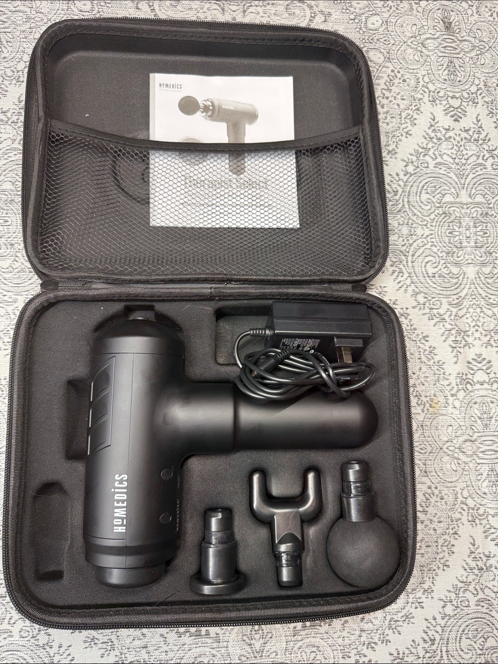 Homedics Black Percussion Massage Gun Kit with Four Heads